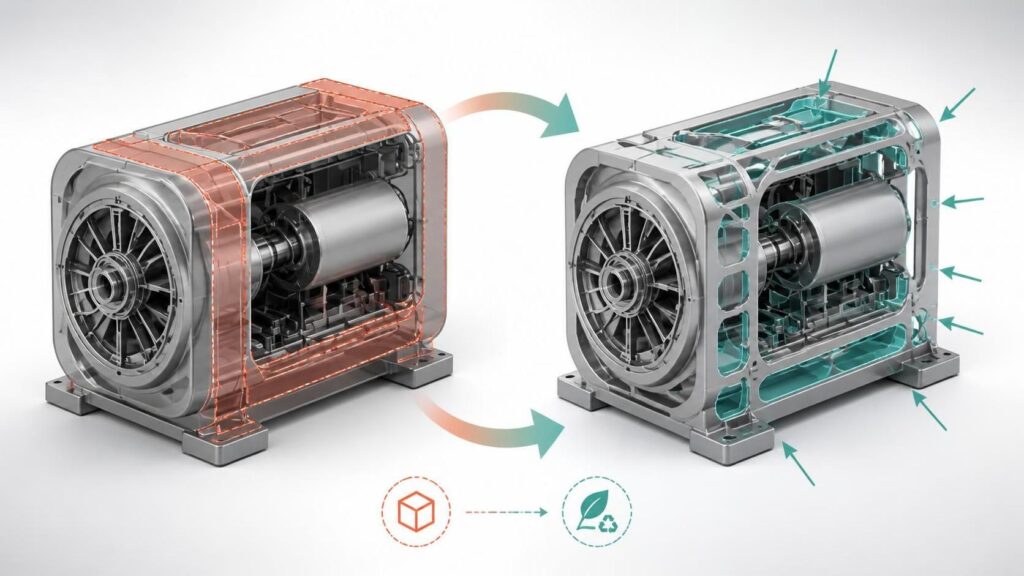 Lightweighted product part model shown in 3D