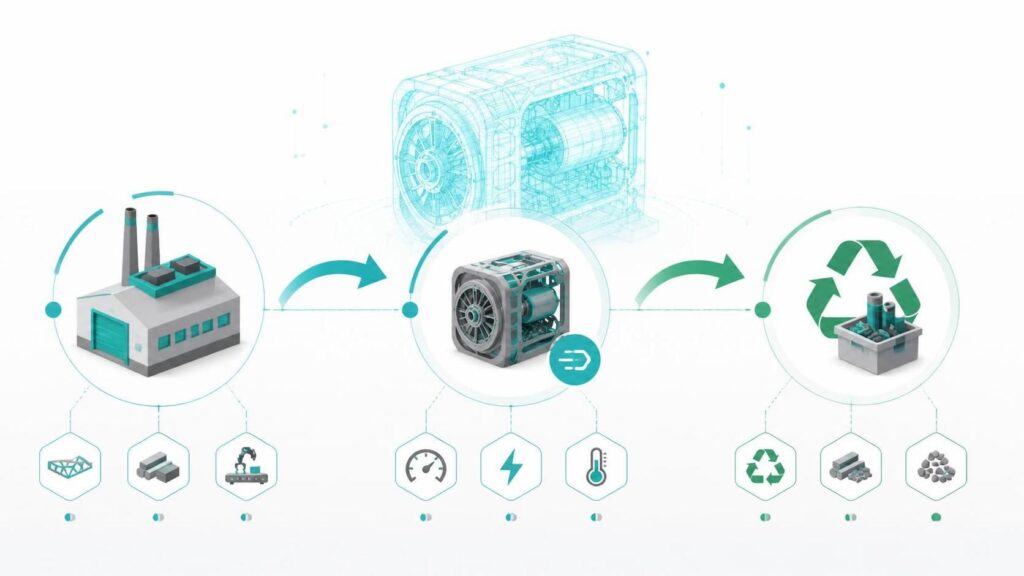 Lifecycle view of a product concept from design to recycling