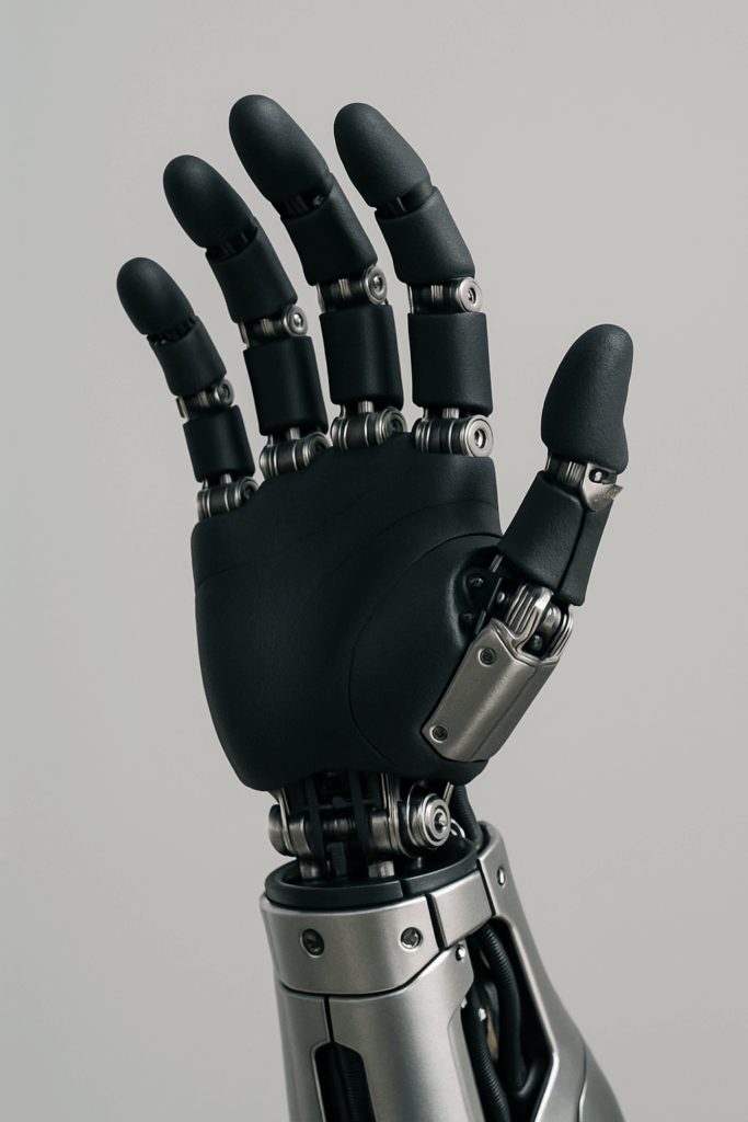 Robotic hand mechanically engineered using CAD.