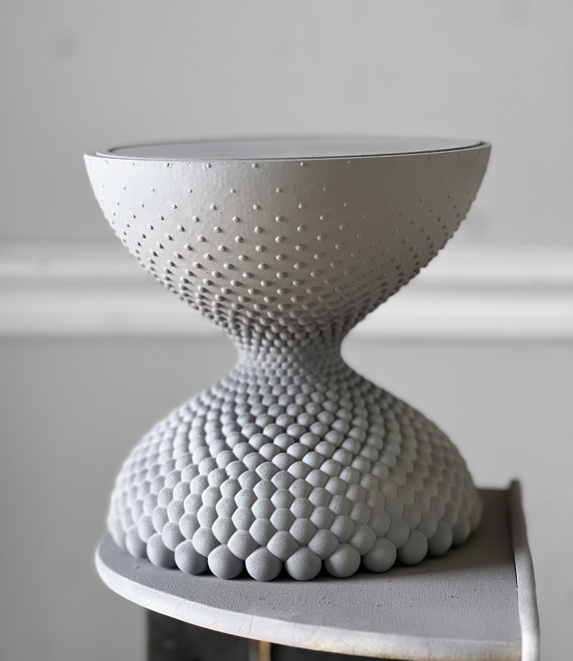 Real photo 3D printed display podium shelves base New York Edin Studio.
