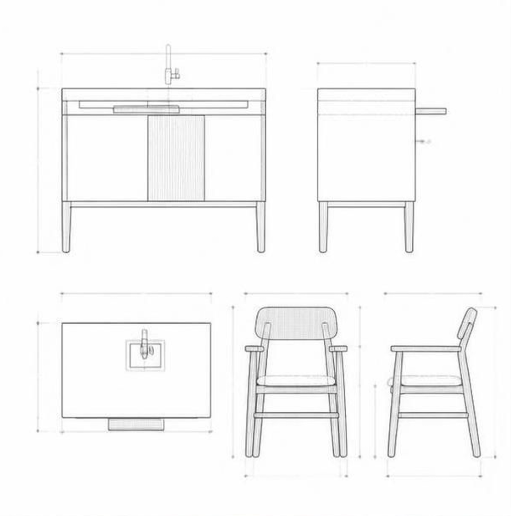 Technical drawing black and white sketching